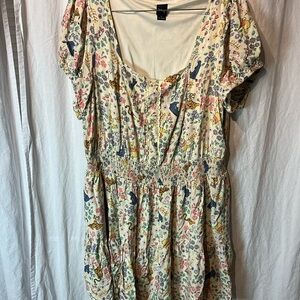 Floral Print Dress with Short Sleeves